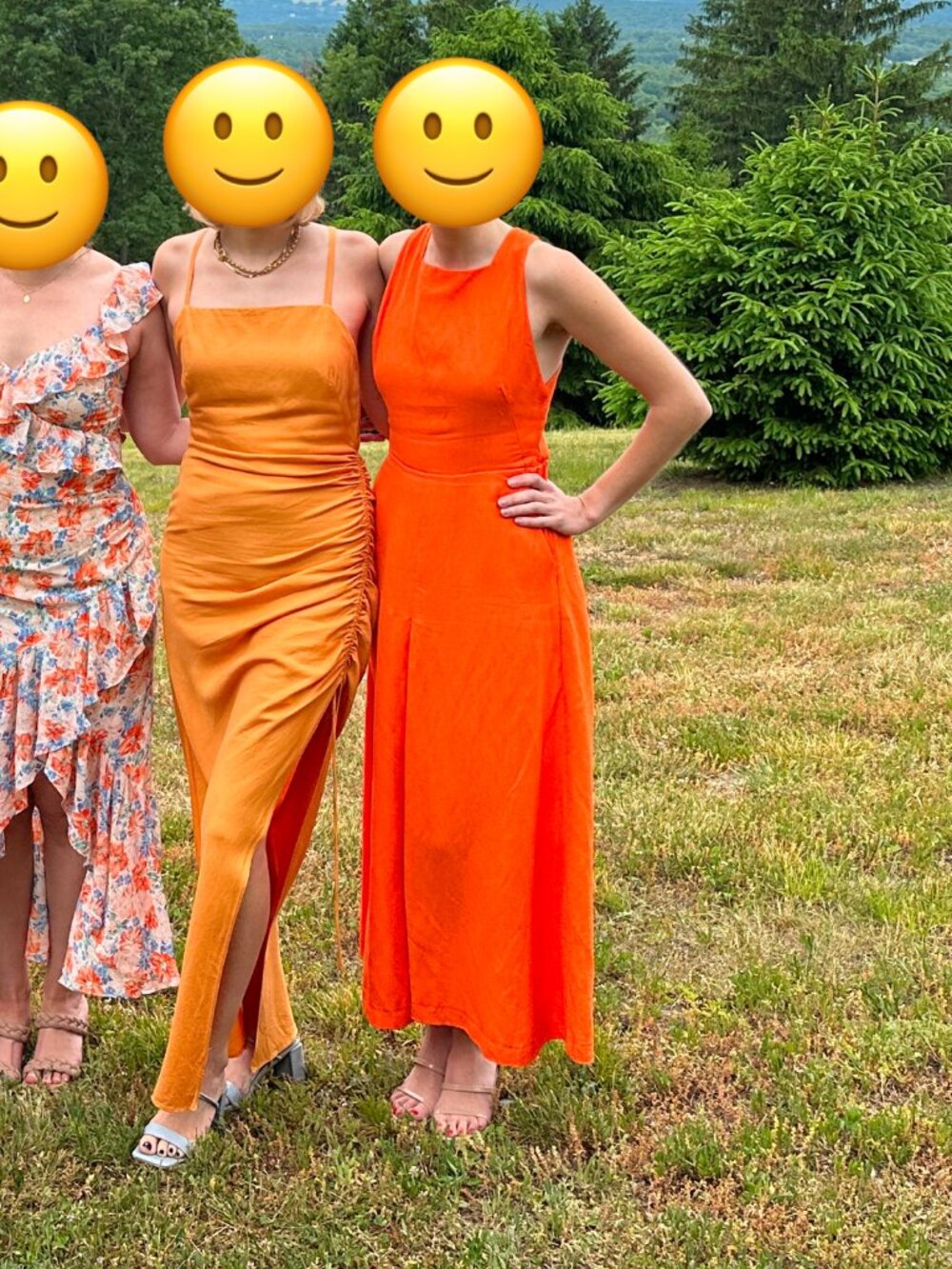 Summer Linen Orange Maxi Dress with Open Back